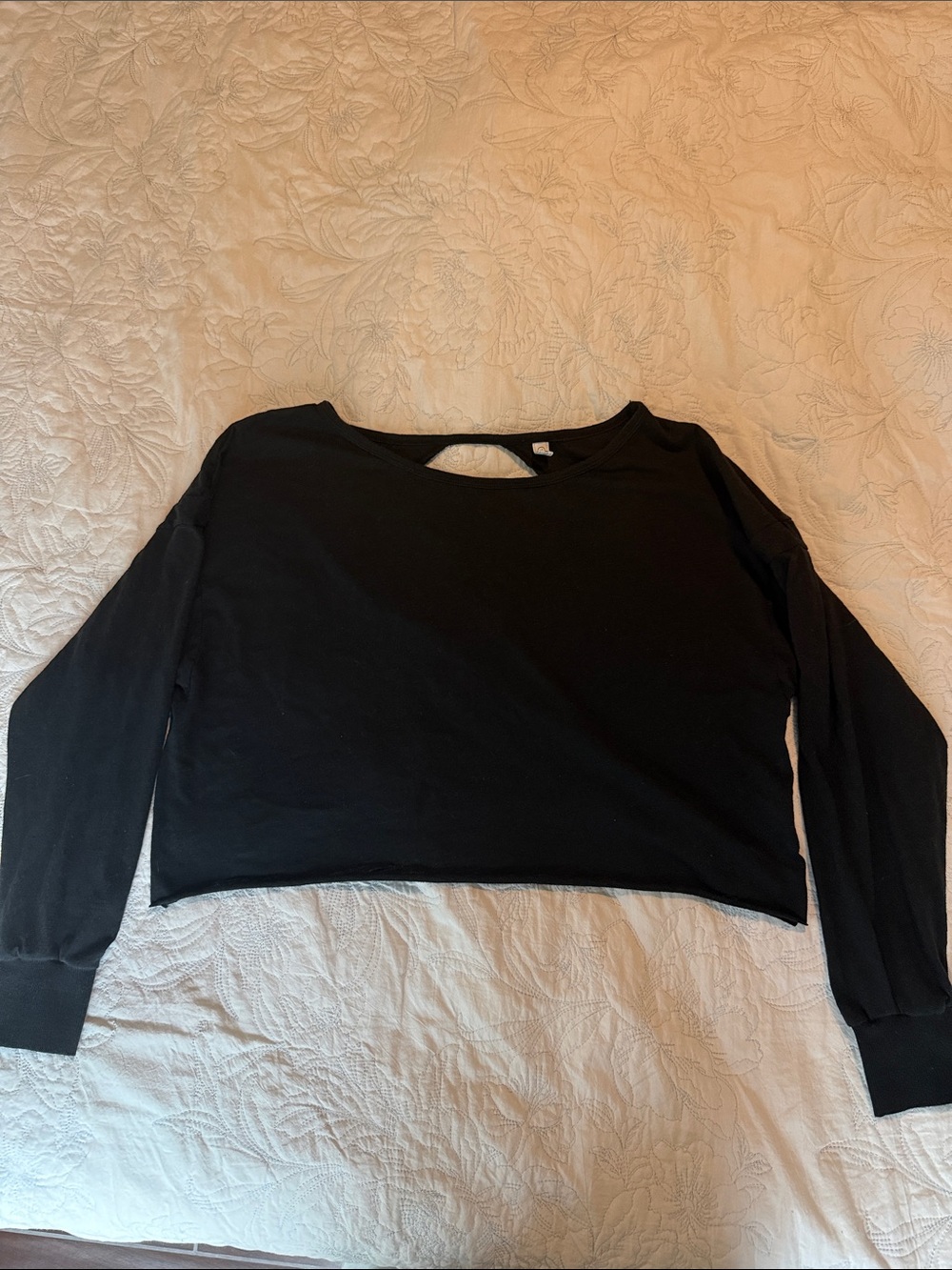 Black Long-Sleeve Open Back Women’s Top